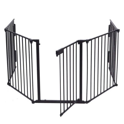 Fireplace Fence Gate Baby Child Safety BBQ Metal Health Dog Cat Play Yard Black