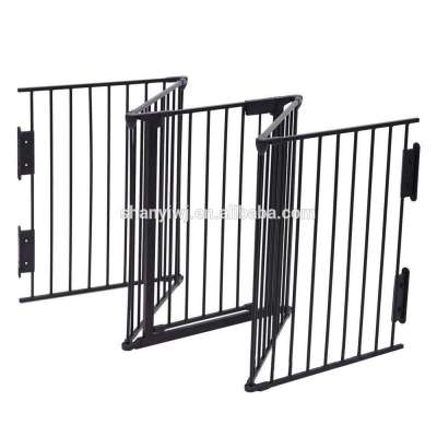 Fireplace Fence Gate Baby Child Safety BBQ Metal Health Dog Cat Play Yard Black