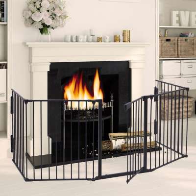 Fireplace Fence Baby Safety Fence Hearth Gate Pet Cat Dog BBQ Metal Fire Gate